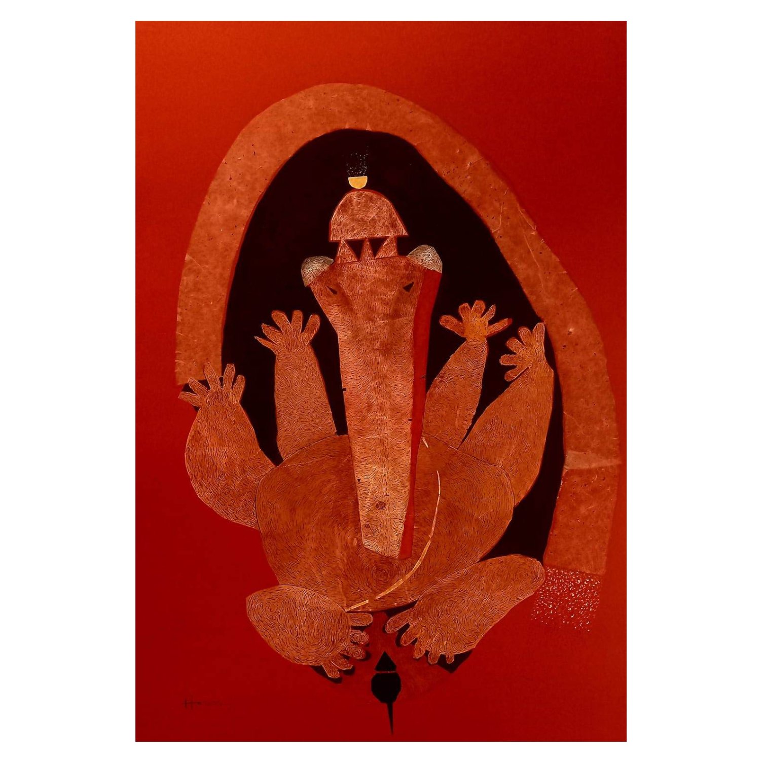 Haren Thakur | Ganesha | Mixed media on paper boards | 20X14 Inches