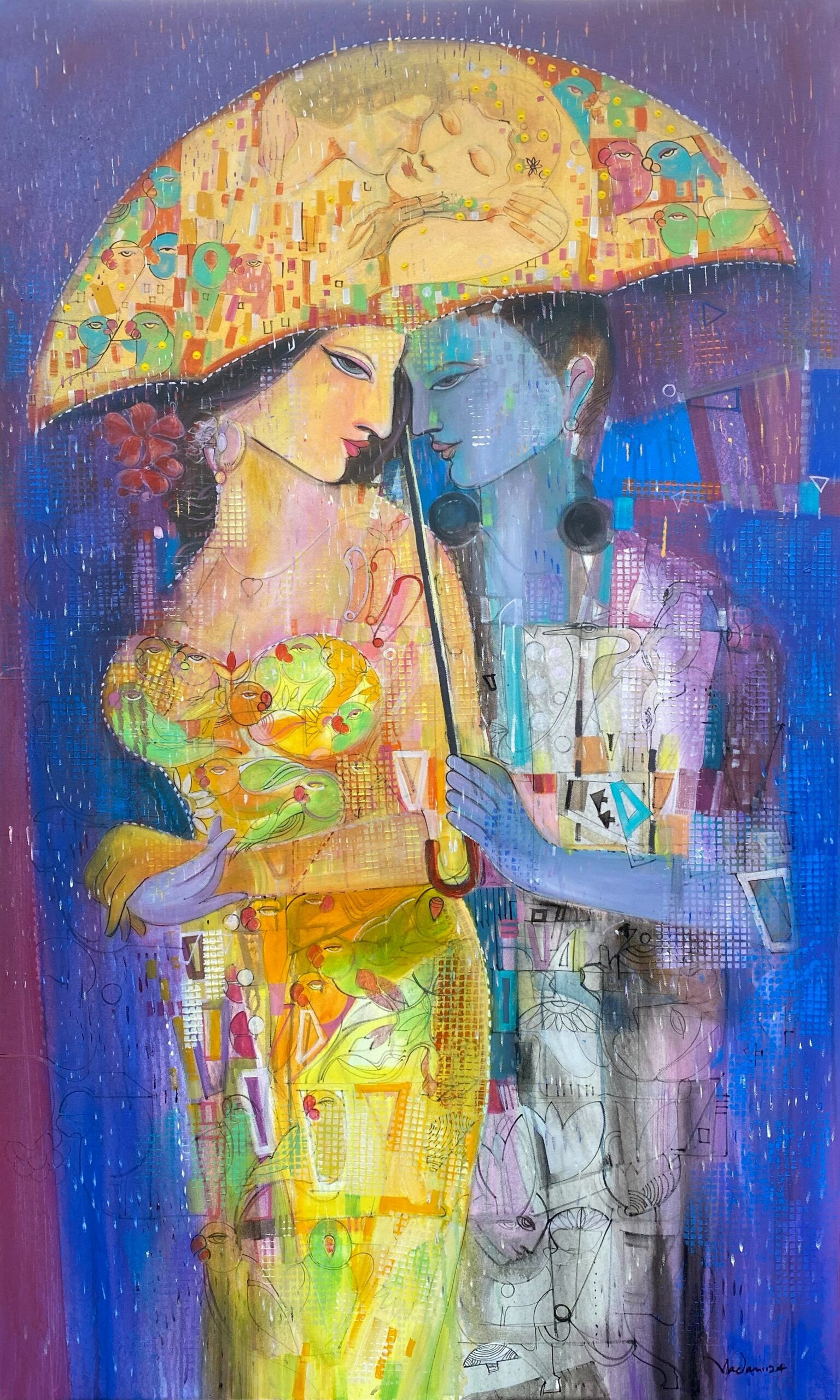 Madan Lal | My Rain | Acrylic on canvas | 60x36 Inches | 2024